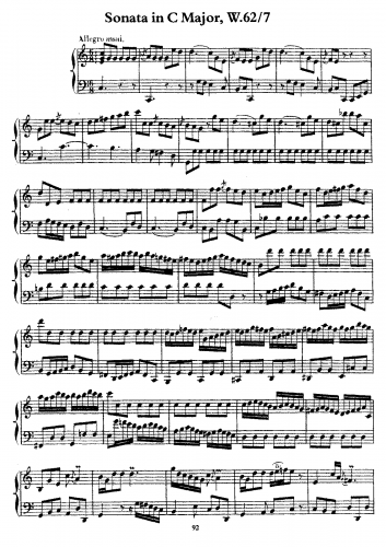 Bach - Sonata in C, Wq.62/7 - Score