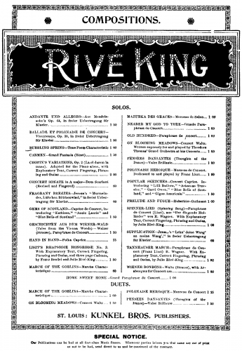 Rive-King - Bubbling Spring - Score