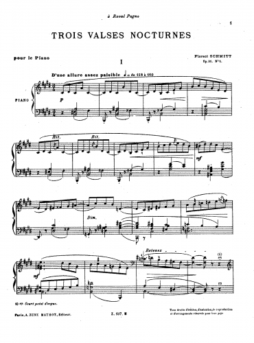 Schmitt - 3 Valses Nocturnes Op. 31 - Score