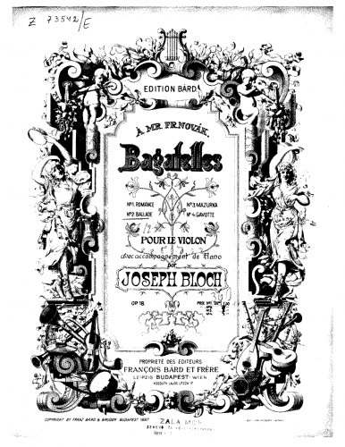Bloch - 4 Bagatelles - Scores and Parts 2. Ballade