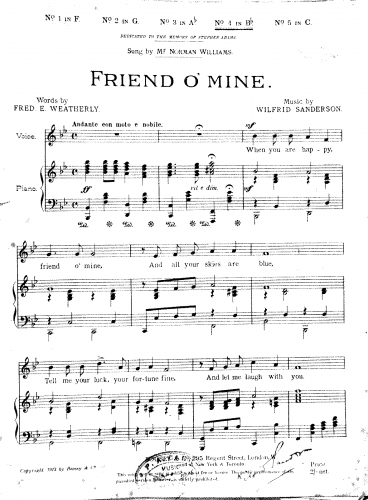 Sanderson - Friend O'Mine - Score