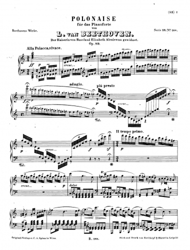 Beethoven - Polonaise in C Major, Op. 89 - Score