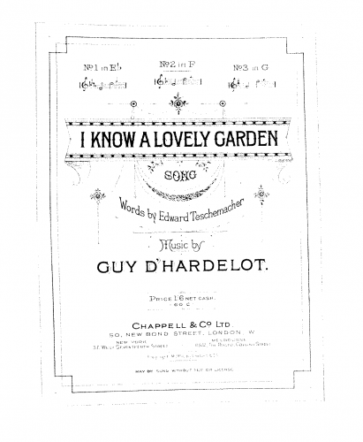 Hardelot - I Know A Lovely Garden - Score