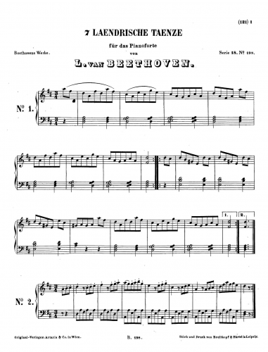Beethoven - 7 Ländler, WoO 11 - For Piano solo (Beethoven) - Piano Score
