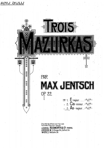 Jentsch - 3 Mazurkas, Op. 22 - No. 3 - Complete Score