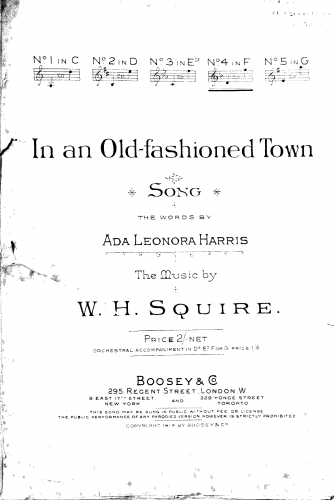Squire - In An Old-Fashioned Town - Score