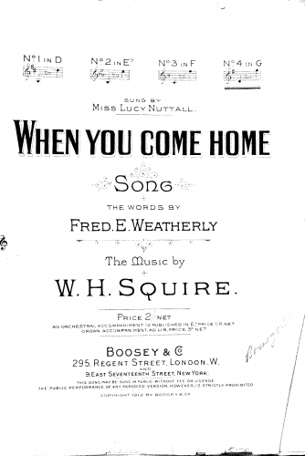 Squire - When You Come Home - Score