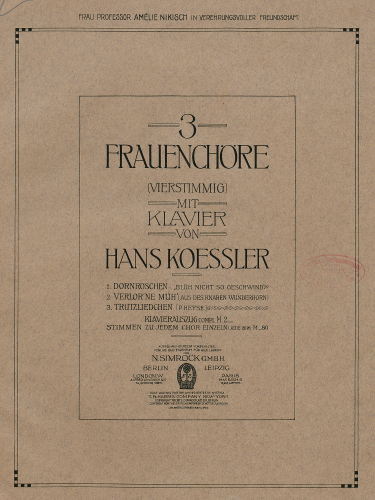 Koessler - 3 Frauenchöre - Score