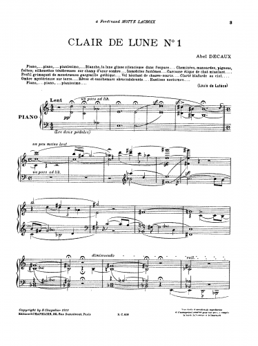 Decaux - Clairs de Lune - Score