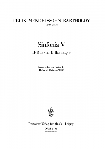 Mendelssohn - String Symphony No. 5 in Bb major - Score
