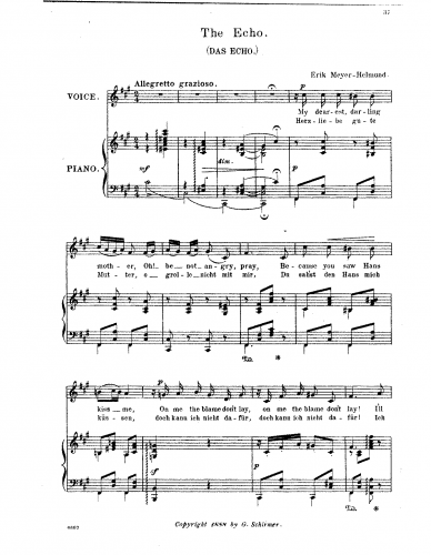 Meyer-Helmund - Drei Lieder - 1. Das Echo (F♯ minor)