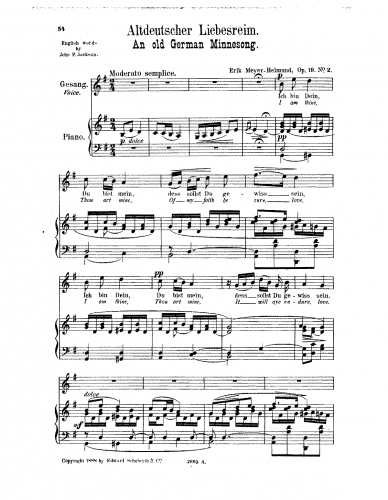 Meyer-Helmund - Drei Lieder - 2. Altdeutscher Liebesreim (G major)