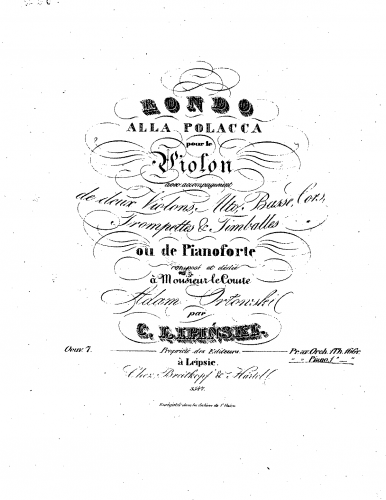 Lipi?ski - Rondo alla Polacca, Op. 7 - For Violin and Piano - Violin and Piano Parts