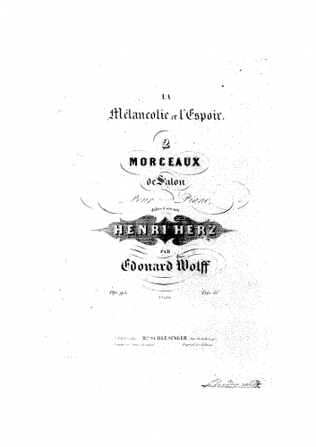 Wolff - 2 Morceaux de Salon, Op. 95 - Score