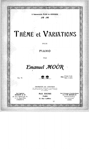 Moór - Thème et variations, Op. 80 - Score