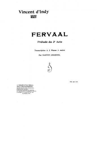 Indy - Fervaal, Op. 40 - Excerpts For 2 Pianos 4 hands (Choisnel) - Prélude du 3e acte