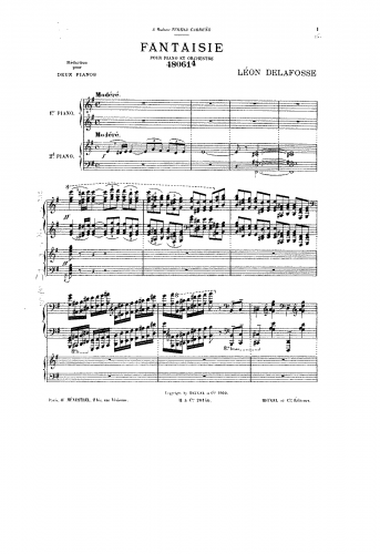 Delafosse - Fantaisie pour piano et orchestre - For 2 Pianos - Score
