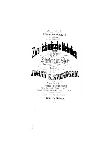 Svendsen - 2 Icelandic Melodies, Op. 30 - Score