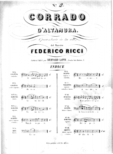 Ricci - Corrado d´Altamura - Vocal Score No. 15: Romanza - Score
