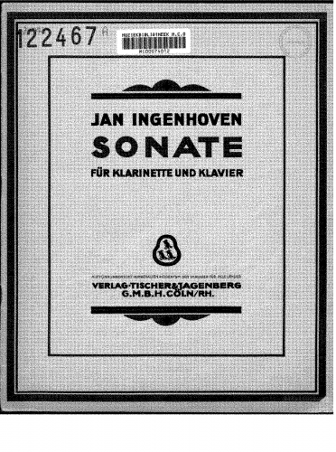 Ingenhoven - Clarinet Sonata - Score