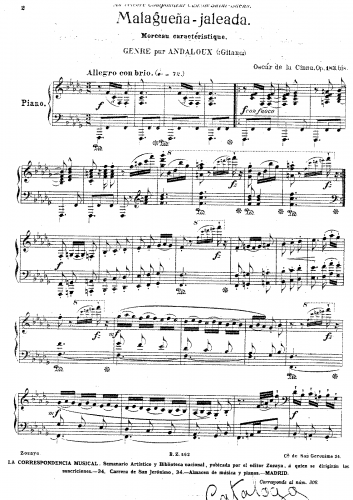 Cinna - Malagueña-jaleada, Op. 183bis. - Score