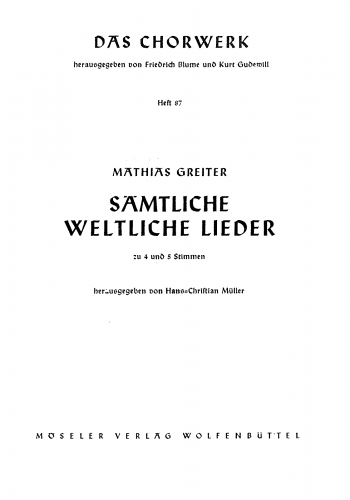 Greiter - Complete Secular Works - Score