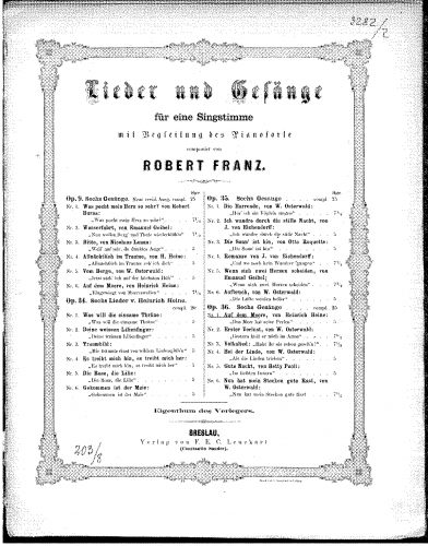 Franz - 6 Gesänge, Op. 36 - Score