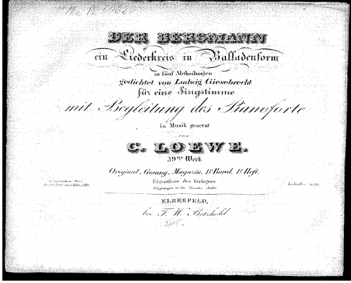 Loewe - Der Bergmann - Score