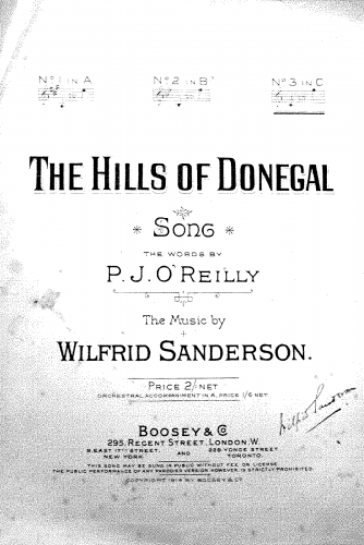 Sanderson - The Hills of Donegal - Score