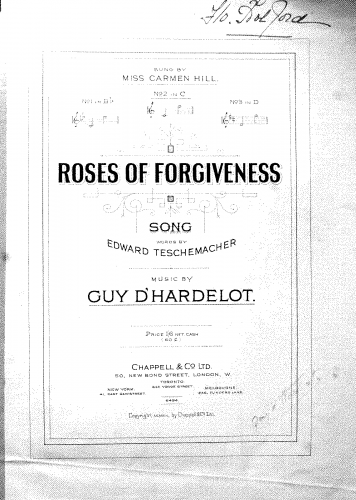 Hardelot - Roses of Forgiveness - Score