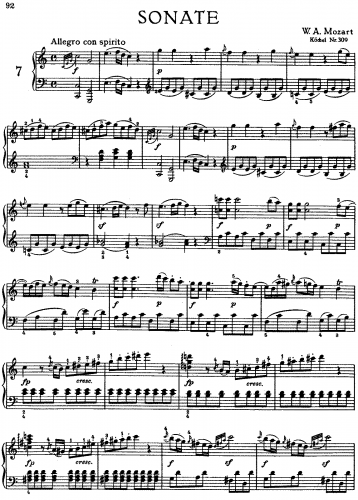 Mozart - Piano Sonata No. 7 - Score