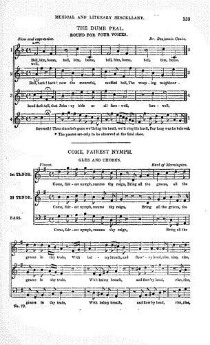 Mornington - Come, Fairest Nymph - Score