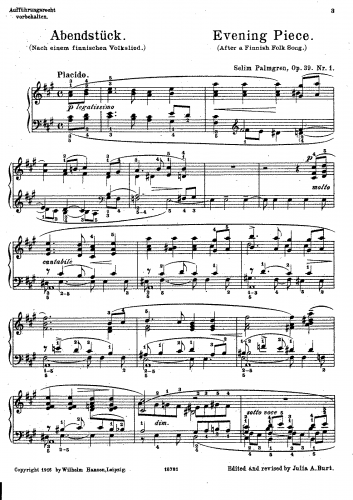 Palmgren - 5 Piano Pieces, Op. 39 - Nos. 1 to 3
