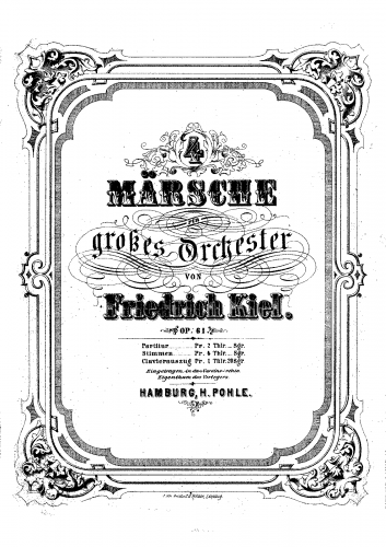 Kiel - 4 Marches for Orchestra - For Piano 4 hands - Transcription for piano 4-hands
