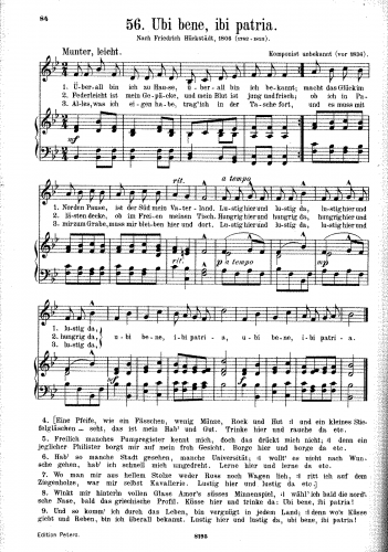 Folk Songs - Ubi bene, ibi patria - Score