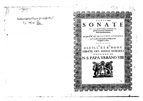 Fontana - Sonate a 1 2. 3. per il violin, o cornetto, fagotto, chitarone, violoncino o simile altro istromento - Scores and Parts