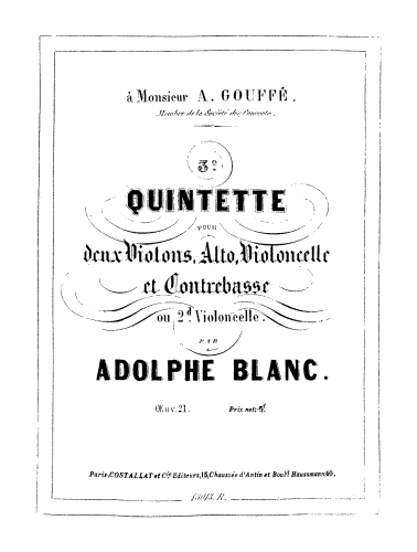 Blanc - String Quintet No. 3