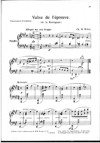 Widor - La korrigane - Valses - Score