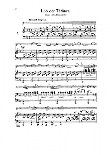 Schubert - Lob der Tränen, D.711 (Op. 13/2) - For Violin and Piano (Sitt)