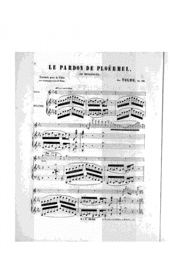 Tulou - Le Pardon de Ploermel Fantaisie, Op. 110 - Scores and Parts