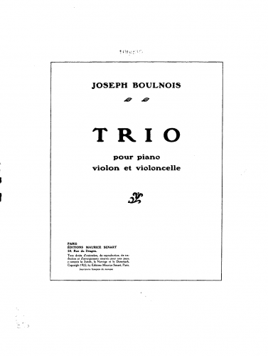 Boulnois - Piano Trio