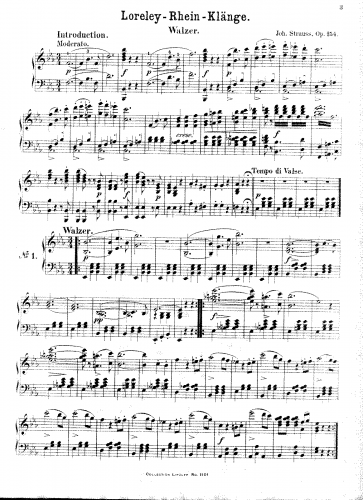 Strauss Sr. - Loreley-Rheinklange Walzer - For Piano solo - Piano reduction