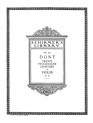 Dont - 20 Progressive Exercises for Violin, Op. 38 - Score