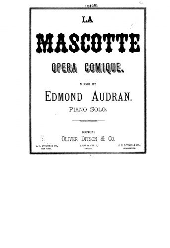 Audran - La mascotte - Complete Opera For Piano solo - Score