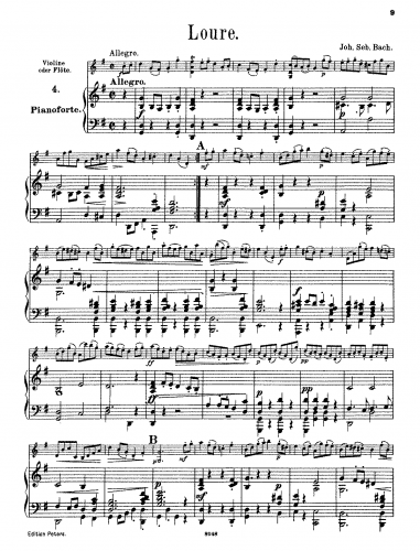 Bach - Cello Suite No. 3 - Bourrées (Nos.5 & 6) For Violin and Piano (Hermann)