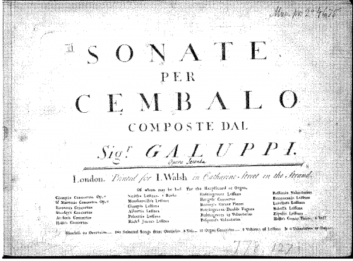 Galuppi - Sonate per Cembalo, Op. 2 - Score