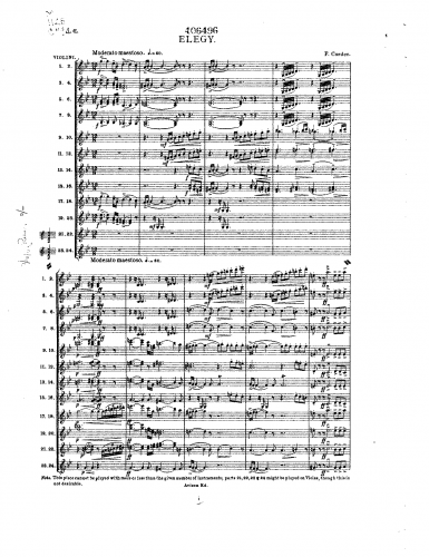 Corder - Elegy for 24 Violins and Organ - Full Score