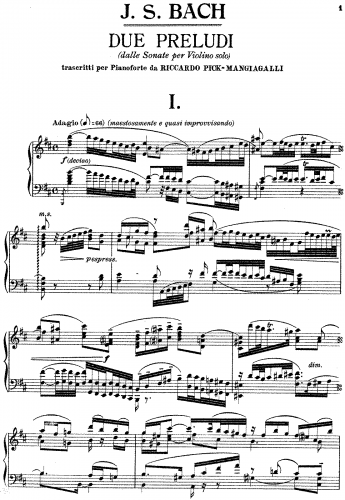 Pick-Mangiagalli - 2 Preludes on a Sonate for Solo Violin by J.S. Bach - Score