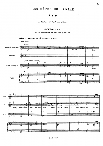 Rameau - Les Fêtes de Ramire - Score