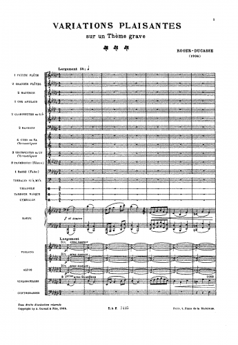 Roger-Ducasse - Variations plaisantes sur un thème grave - Full Score - Complete Orchestral Score